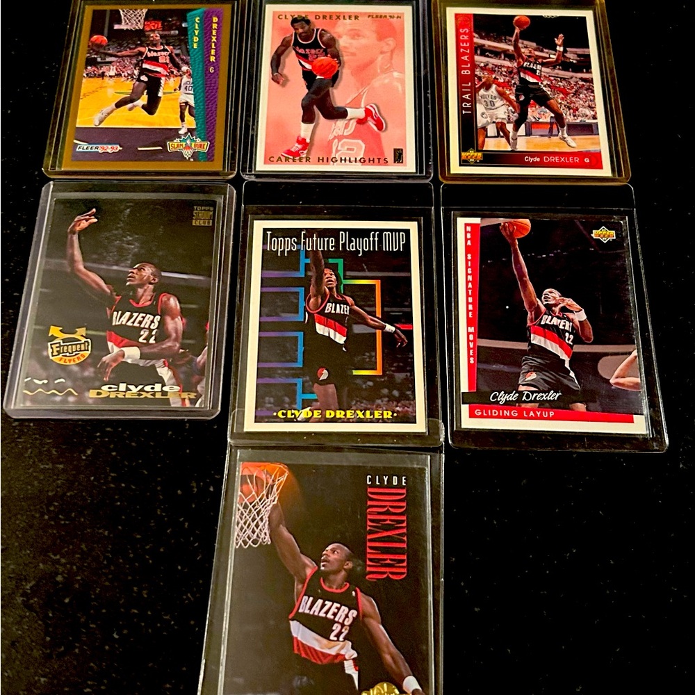 Clyde Drexler NBA Basketball Trading Cards (7) Medley